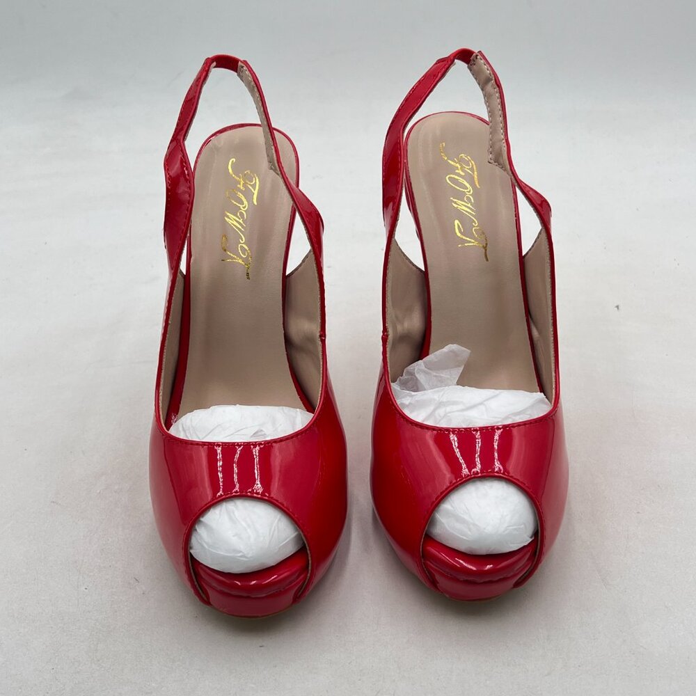 FOWT Red Peep Toe Sandals Slingback Heels Platform Pumps Elastic Strap Shoes - Picture 3 of 8